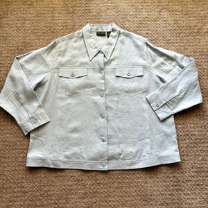 Relativity Woman 100% Linen Long Sleeve Button Down Shirt Women's 3X Light Blue